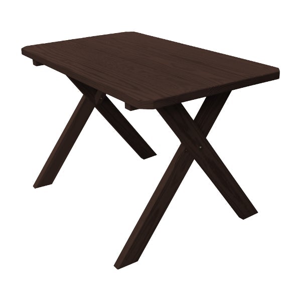 Yellow Pine Crossleg Table Only Outdoor Tables 4ft / Walnut Stain / Without Umbrella Hole