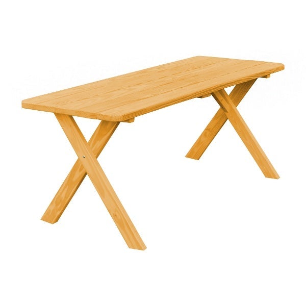 Yellow Pine Crossleg Table - Size 6ft &amp; 8ft Outdoor Tables 6ft / Natural Stain / Without Umbrella Hole