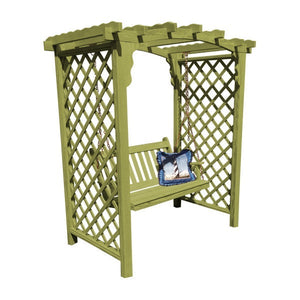 Yellow Pine Jamesport Arbor & Swing Porch Swing 5ft / Linden Leaf Stain