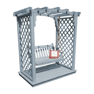 Yellow Pine Jamesport Arbor with Deck & Swing Porch Swing 5ft / Gray Stain