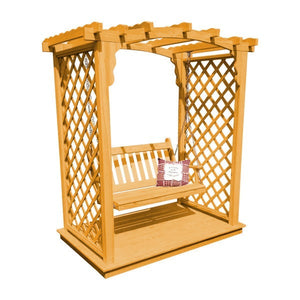 Yellow Pine Jamesport Arbor with Deck & Swing Porch Swing 5ft / Natural Stain
