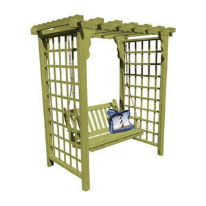 Yellow Pine Lexington Arbor & Swing Porch Swing 5ft / Linden Leaf Stain