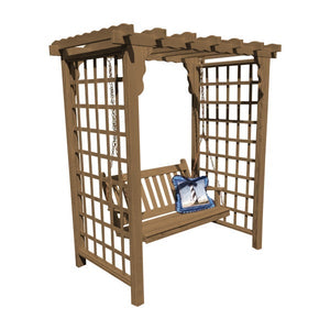 Yellow Pine Lexington Arbor & Swing Porch Swing 5ft / Mushroom Stain
