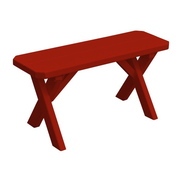 Yellow Pine Picnic Crossleg Bench Picnic Bench 3ft / Tractor Red Paint