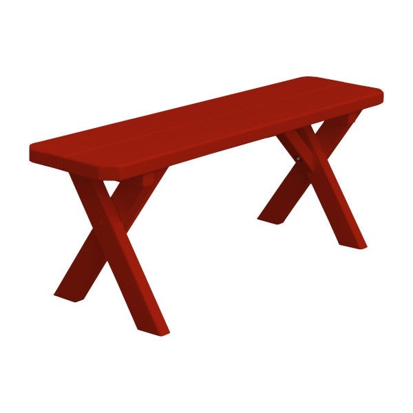 Yellow Pine Picnic Crossleg Bench Picnic Bench 4ft / Tractor Red Paint
