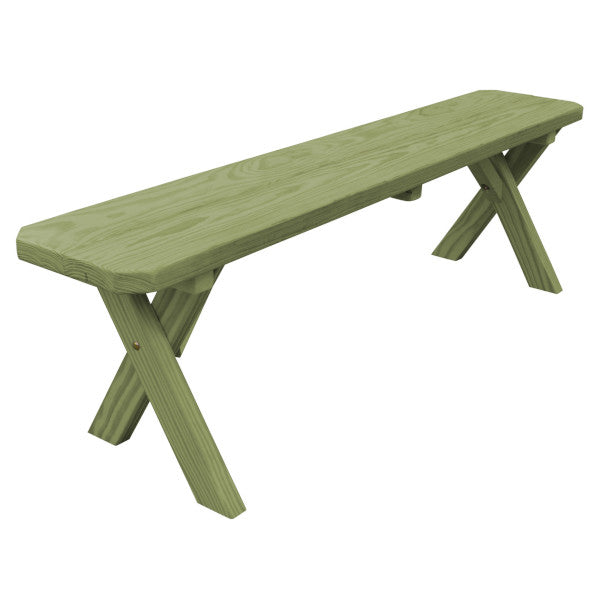 Yellow Pine Picnic Crossleg Bench Size 5ft, 6ft, 8ft Picnic Bench 5ft / Linden Leaf Stain