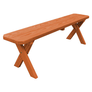 Yellow Pine Picnic Crossleg Bench Size 5ft, 6ft, 8ft Picnic Bench 5ft / Redwood Stain