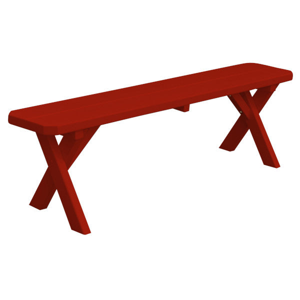 Yellow Pine Picnic Crossleg Bench Size 5ft, 6ft, 8ft Picnic Bench 5ft / Tractor Red Paint