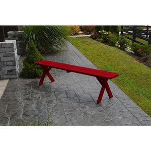 A & L Furniture Yellow Pine Crossleg Bench Size 5ft, 6ft, 8ft Picnic Bench 5ft / Unfinished