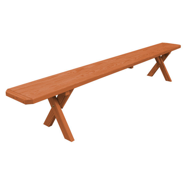 Yellow Pine Picnic Crossleg Bench Size 5ft, 6ft, 8ft Picnic Bench 8ft / Redwood Stain