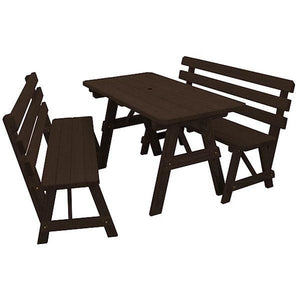 Yellow Pine Picnic Table with 2 Backed Benches - The Charming Bench Company