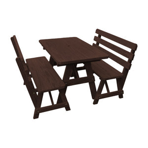 Yellow Pine Picnic Table with 2 Backed Benches - The Charming Bench Company
