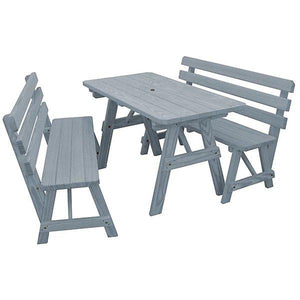Yellow Pine Picnic Table with 2 Backed Benches - The Charming Bench Company