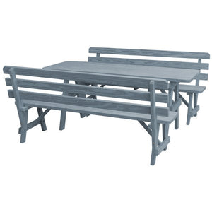 Yellow Pine Picnic Table with 2 Backed Benches Size 6ft - 8ft Picnic Table