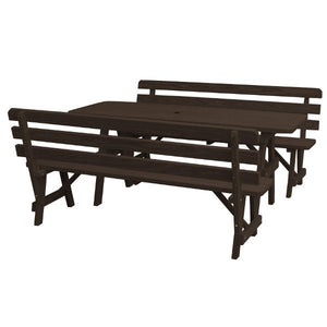 Yellow Pine Picnic Table with 2 Backed Benches Size 6ft - 8ft Picnic Table