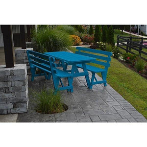 A & L Furniture Yellow Pine Picnic Table with 2 Backed Benches Size 6ft - 8ft Picnic Table 6ft / Unfinished / No