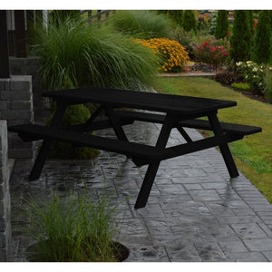 Yellow Pine Picnic Table with Attached Benches Picnic Table