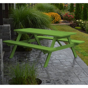 Yellow Pine Picnic Table with Attached Benches Picnic Table