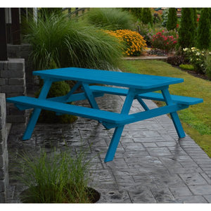 Yellow Pine Picnic Table with Attached Benches Picnic Table