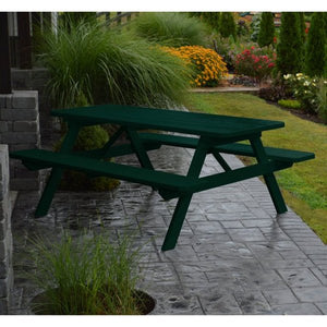 Yellow Pine Picnic Table with Attached Benches Picnic Table