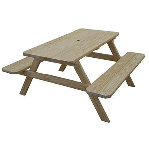 Yellow Pine Picnic Table with Attached Benches - The Charming Bench Company