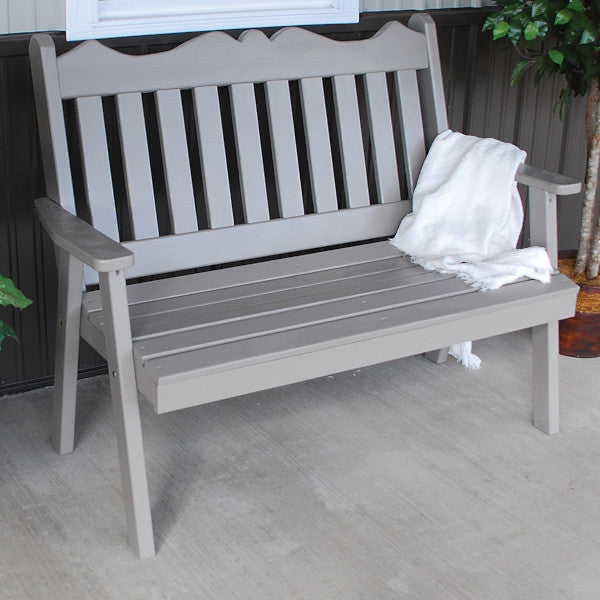 Yellow Pine Royal English Garden Bench Garden Bench 4ft / Olive Gray Paint