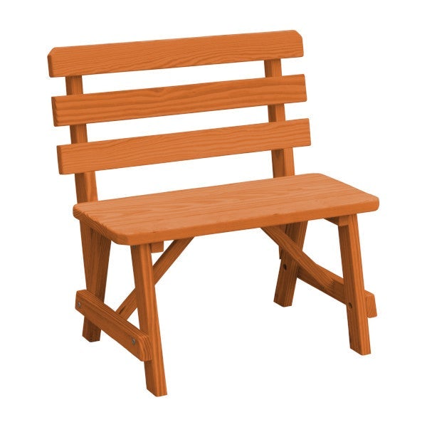 Yellow Pine Traditional Backed Bench Garden Bench 3ft / Cedar Stain