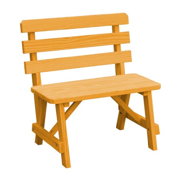Yellow Pine Traditional Backed Bench Garden Bench 3ft / Natural Stain
