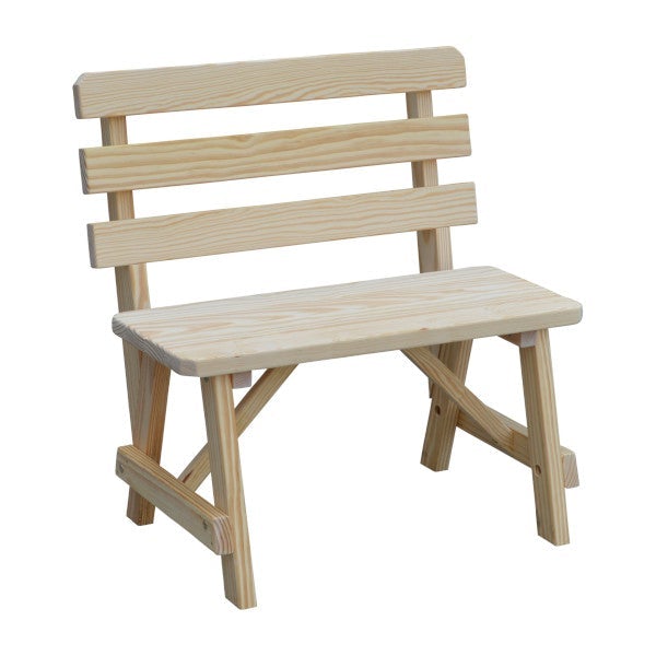 Yellow Pine Traditional Backed Bench Garden Bench 3ft / Unfinished