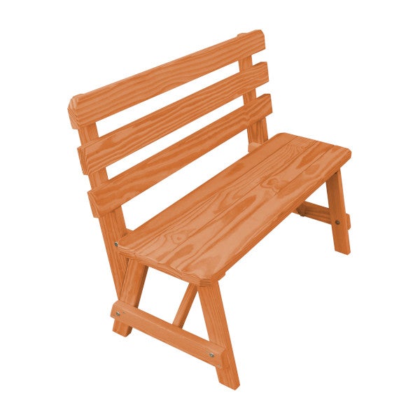 Yellow Pine Traditional Backed Bench Garden Bench 4ft / Cedar Stain