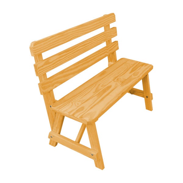 Yellow Pine Traditional Backed Bench Garden Bench 4ft / Natural Stain