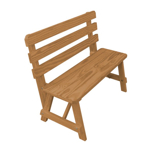 Yellow Pine Traditional Backed Bench Garden Bench 4ft / Oak Stain