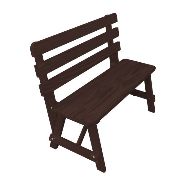 Yellow Pine Traditional Backed Bench Garden Bench 4ft / Walnut Stain