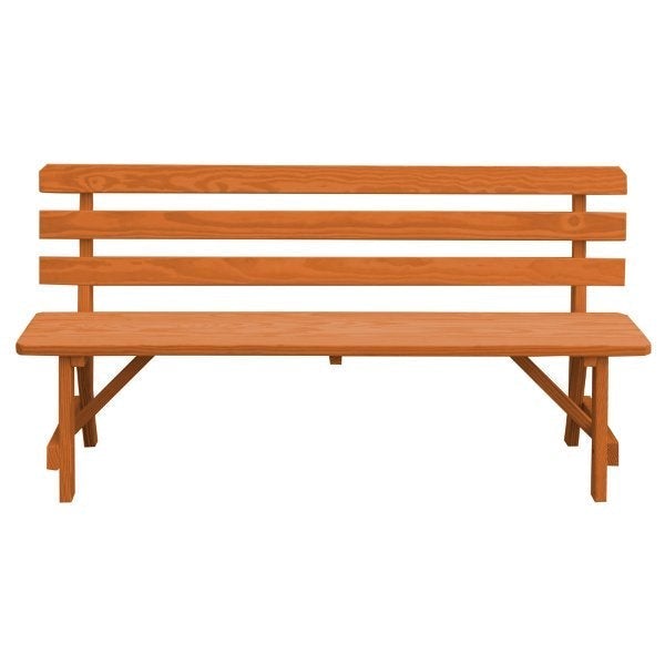Yellow Pine Traditional Backed Bench Size 5ft, 6ft, 8ft Garden Bench 6ft / Cedar Stain