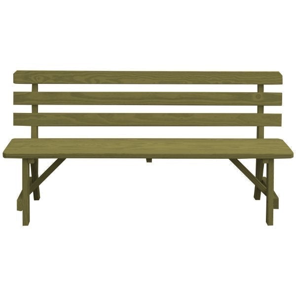 Yellow Pine Traditional Backed Bench Size 5ft, 6ft, 8ft Garden Bench 6ft / Linden Leaf Stain