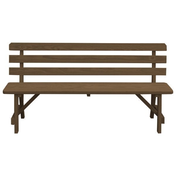 Yellow Pine Traditional Backed Bench Size 5ft, 6ft, 8ft Garden Bench 6ft / Mushroom Stain