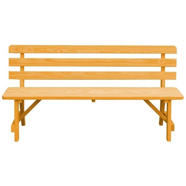 Yellow Pine Traditional Backed Bench Size 5ft, 6ft, 8ft Garden Bench 6ft / Natural Stain