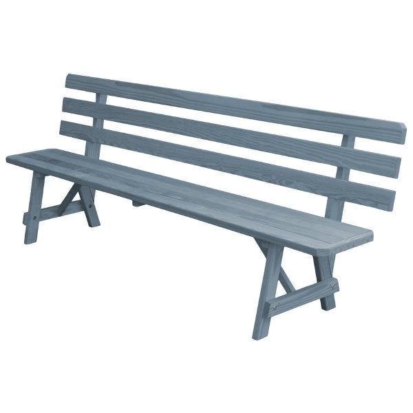 Yellow Pine Traditional Backed Bench Size 5ft, 6ft, 8ft Garden Bench 8ft / Gray Stain