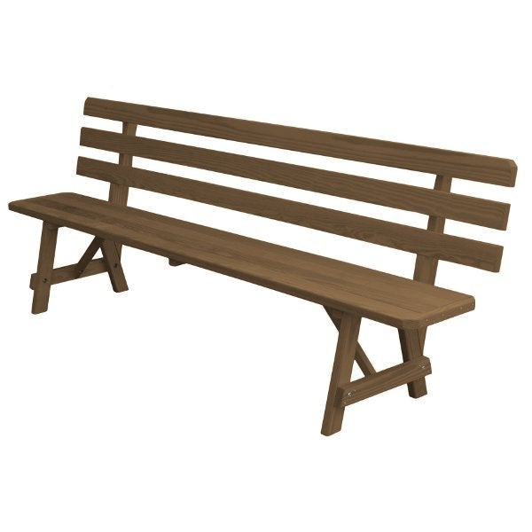 Yellow Pine Traditional Backed Bench Size 5ft, 6ft, 8ft Garden Bench 8ft / Mushroom Stain