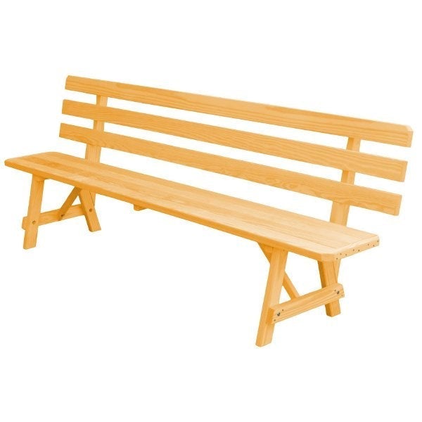 Yellow Pine Traditional Backed Bench Size 5ft, 6ft, 8ft Garden Bench 8ft / Natural Stain
