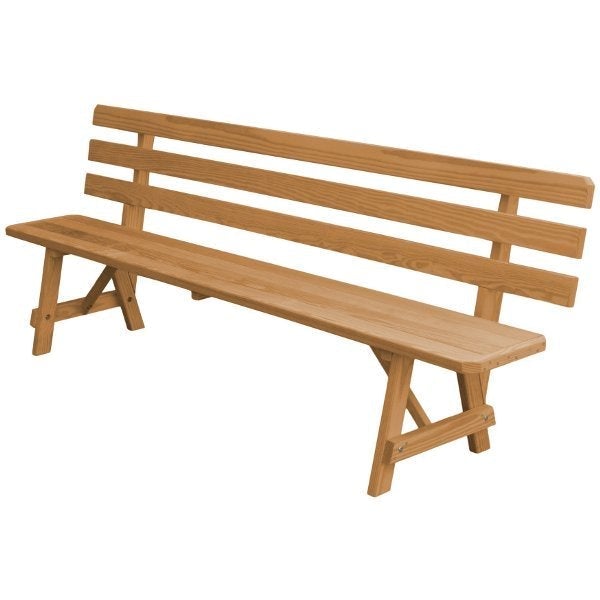 Yellow Pine Traditional Backed Bench Size 5ft, 6ft, 8ft Garden Bench 8ft / Oak Stain