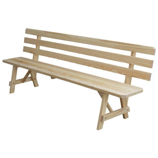 Yellow Pine Traditional Backed Bench Size 5ft, 6ft, 8ft Garden Bench 8ft / Unfinished