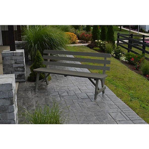 A & L Furniture Yellow Pine Traditional Backed Bench Size 5ft, 6ft, 8ft Garden Benches 5ft / Unfinished