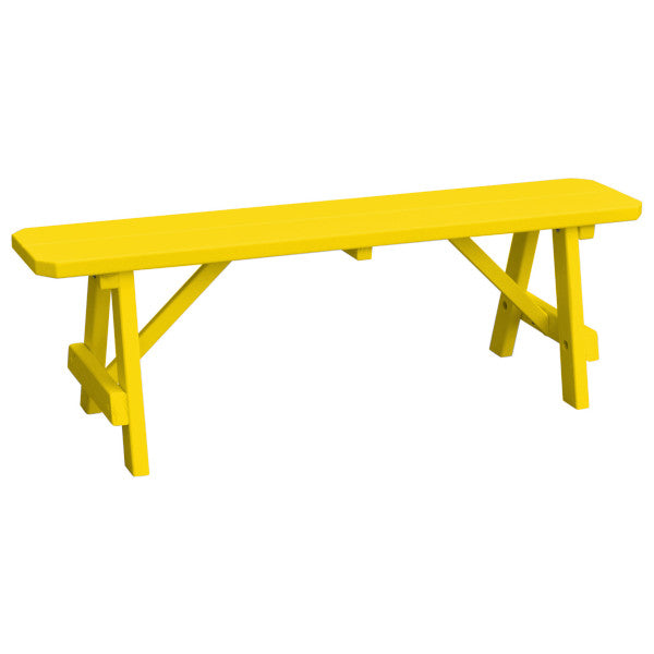 Yellow Pine Traditional Backless Bench – Size 5ft, 6ft, 8ft Picnic Bench 5ft / Canary Yellow Paint