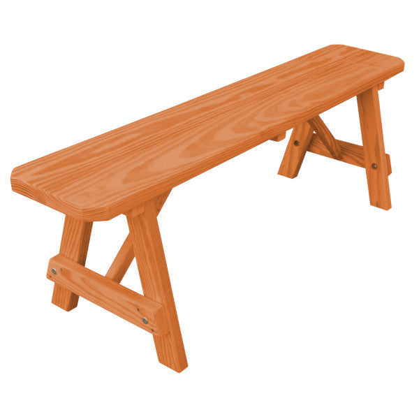 Yellow Pine Traditional Backless Bench – Size 5ft, 6ft, 8ft Picnic Bench 5ft / Cedar Stain