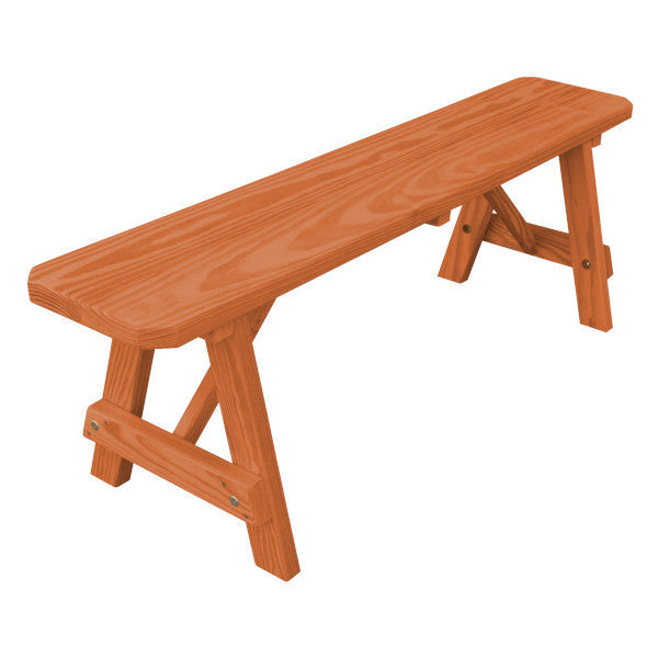 Yellow Pine Traditional Backless Bench – Size 5ft, 6ft, 8ft Picnic Bench 5ft / Redwood Stain