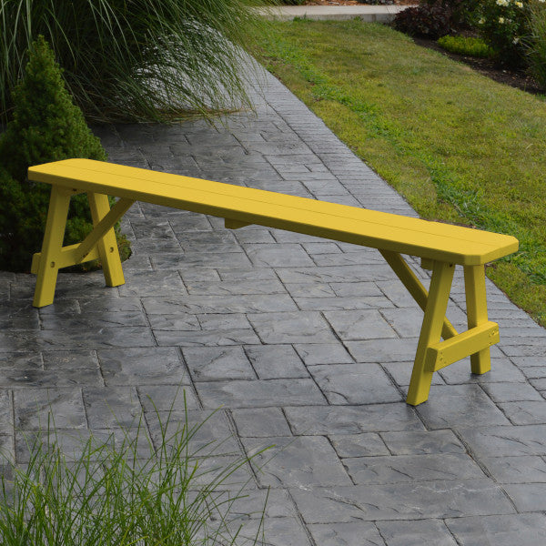 Yellow Pine Traditional Backless Bench – Size 5ft, 6ft, 8ft Picnic Bench 6ft / Canary Yellow Paint