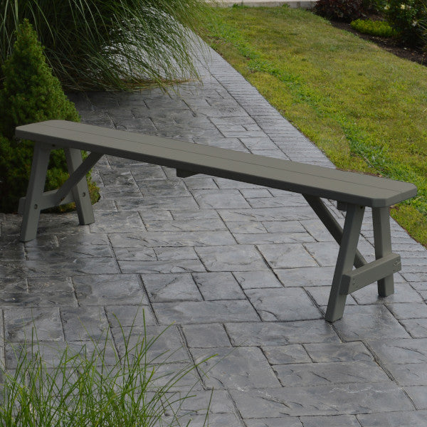 Yellow Pine Traditional Backless Bench – Size 5ft, 6ft, 8ft Picnic Bench 6ft / Olive Gray Paint