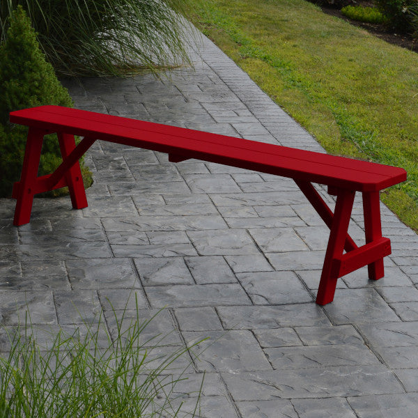 Yellow Pine Traditional Backless Bench – Size 5ft, 6ft, 8ft Picnic Bench 6ft / Tractor Red Paint