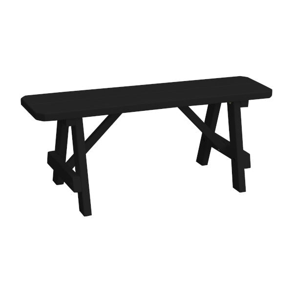 Yellow Pine Traditional Bench Only Picnic Bench 4ft / Black Paint
